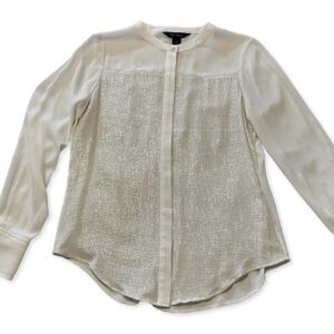 White House Black Market Cream Contrast Blouse – Size 6